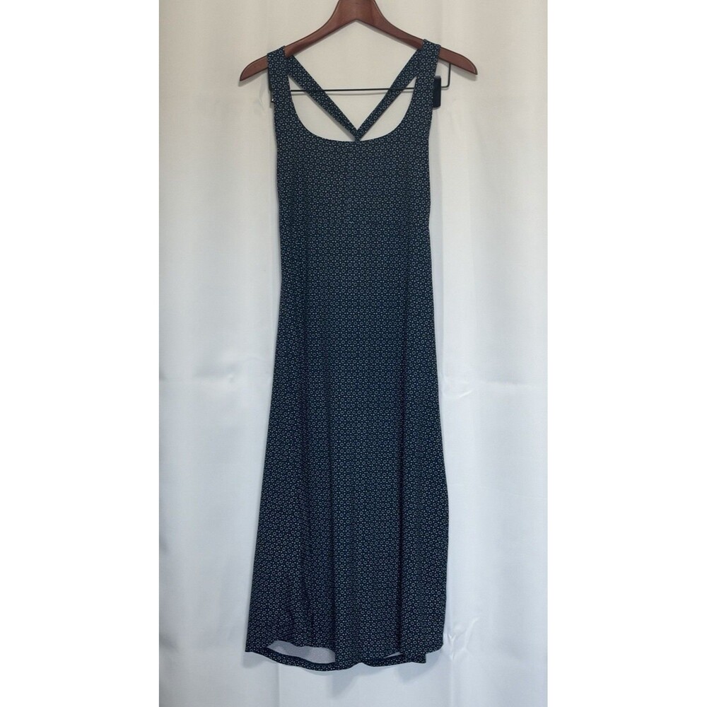 Columbia PFG Dress Navy White Smocked Midi Sun Dress Size XL